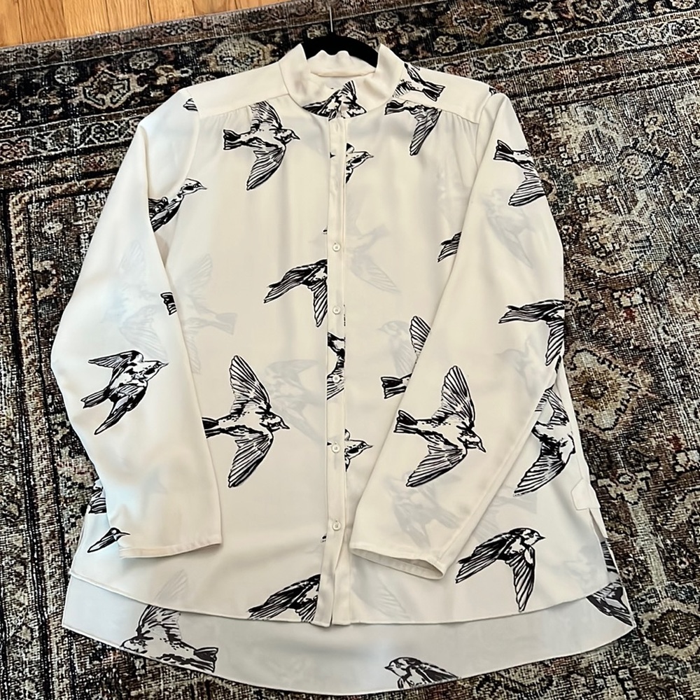 Aritzia Wilfred Bird Pattern Blouse